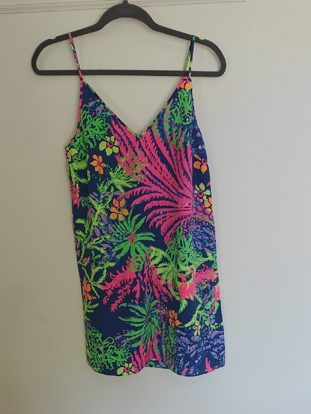 Lilly Pulitzer Neon Tropical Print Slip Dress - Navy, Hot Pink, Lime, Orange